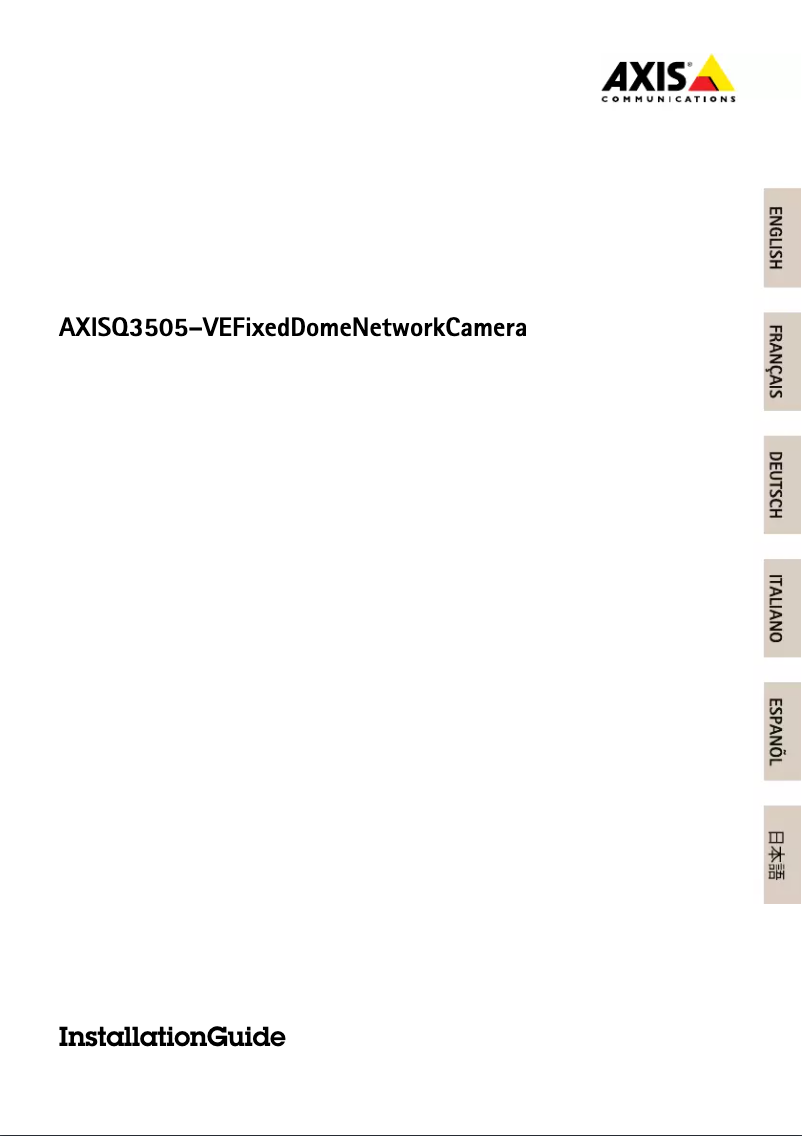 Page 1 de la notice Manuel utilisateur Axis Q3505-VE Mk II