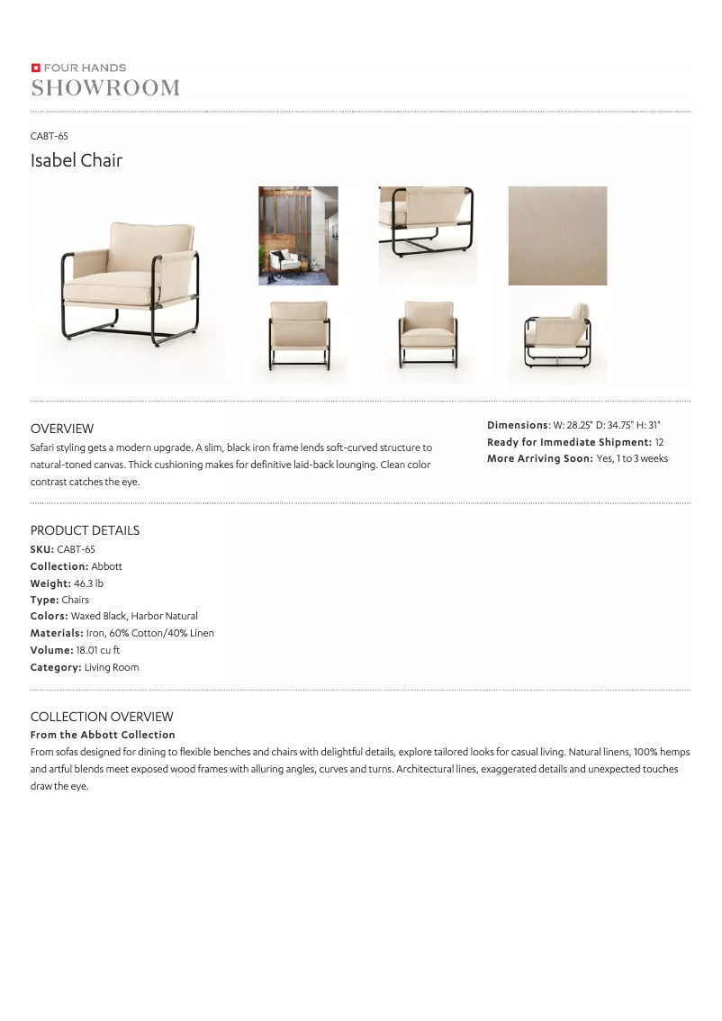 Page 1 de la notice Manuel utilisateur Four Hands CABT-65