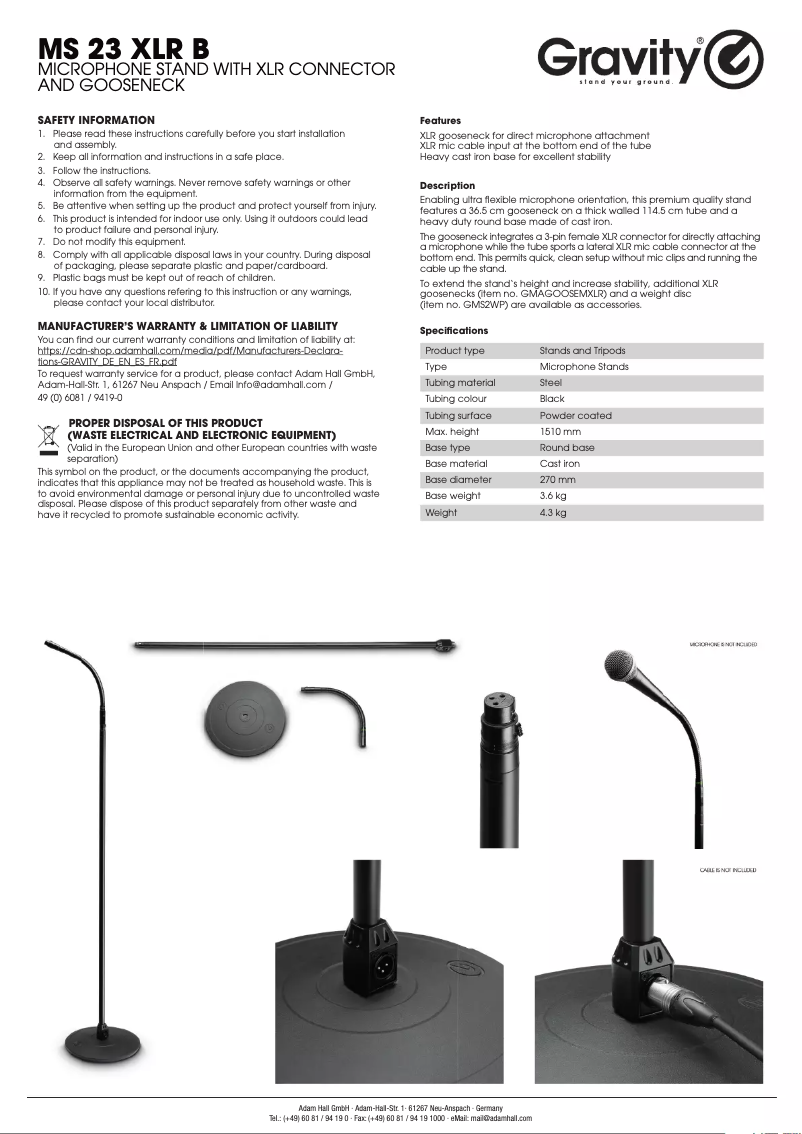 Image de la première page du manuel de l'appareil MS 23 XLR B