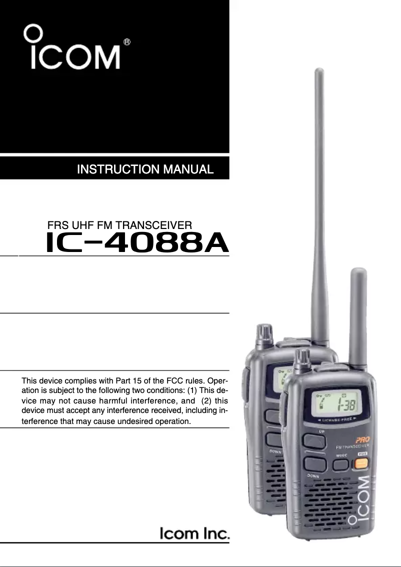 Image de la première page du manuel de l'appareil IC-4088A