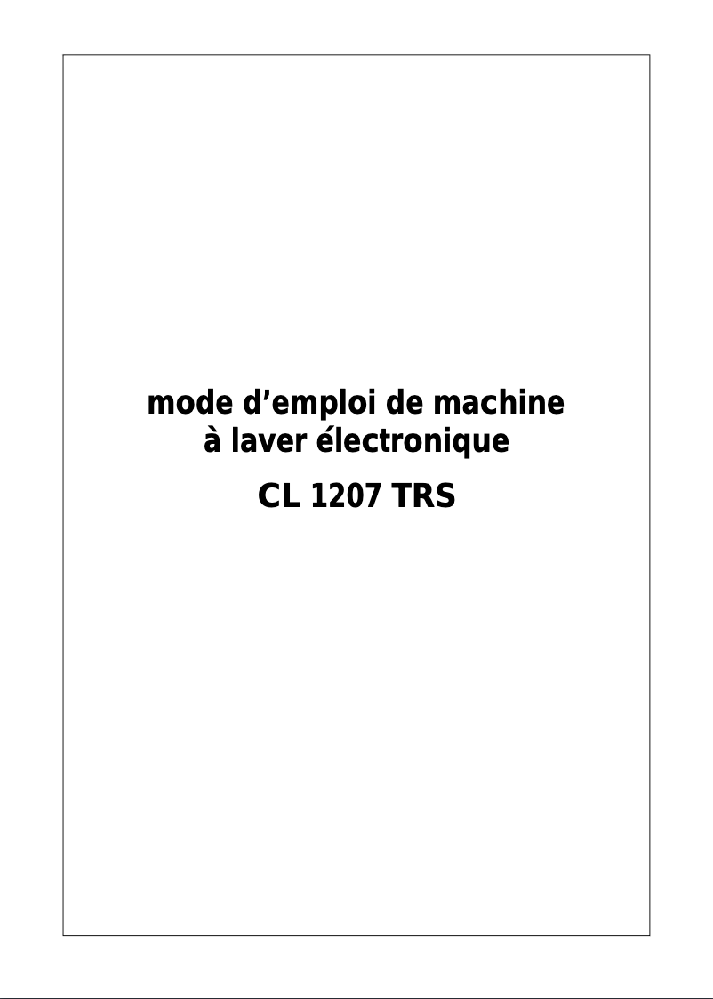 Image de la première page du manuel de l'appareil CL1207TRS