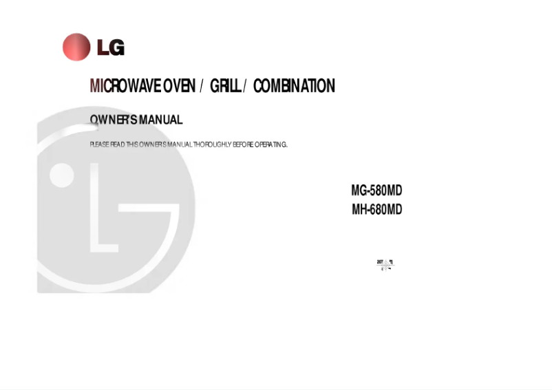 Page 1 de la notice Manuel utilisateur LG MG-580MD