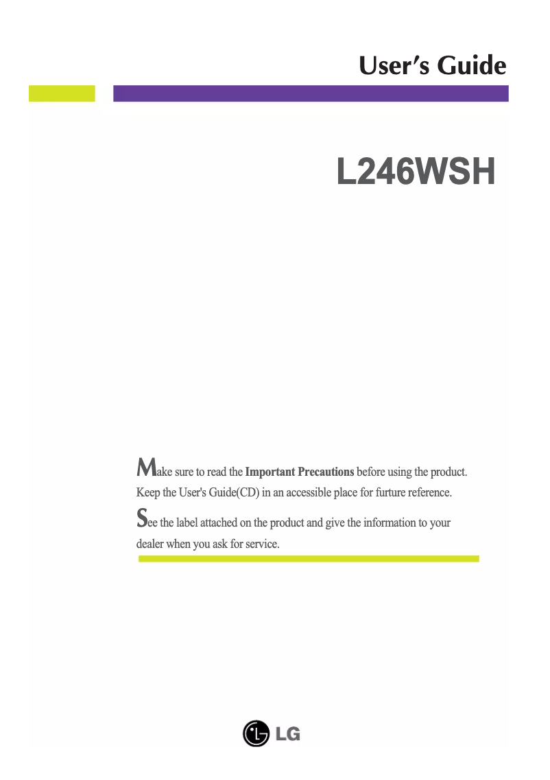 Page n°1 - Manuel utilisateur LG L246WSH-BN