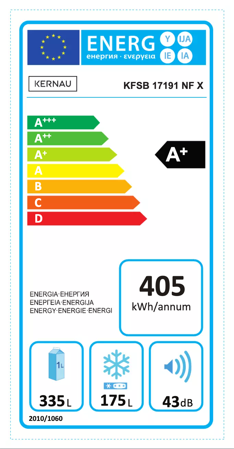 Page 1 de la notice Label énergétique Kernau KFSB 17191 NF X