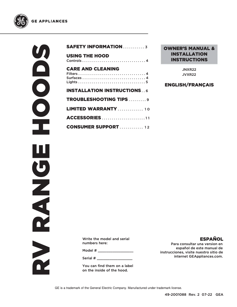 Imagen de la primera página del manual del dispositivo JNXR22SPSS