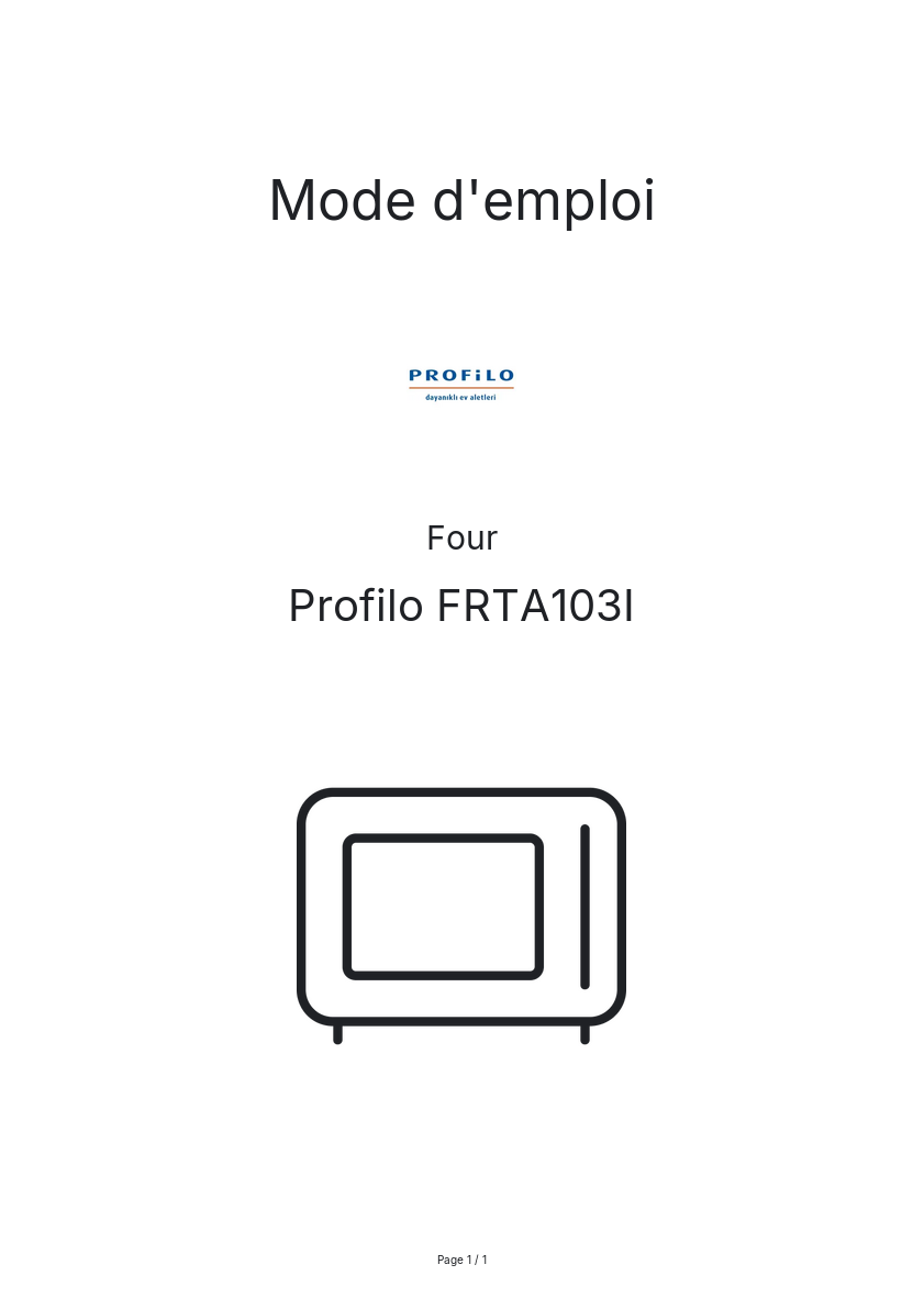 Page n°1 - Mode d'emploi Profilo FRTA103I
