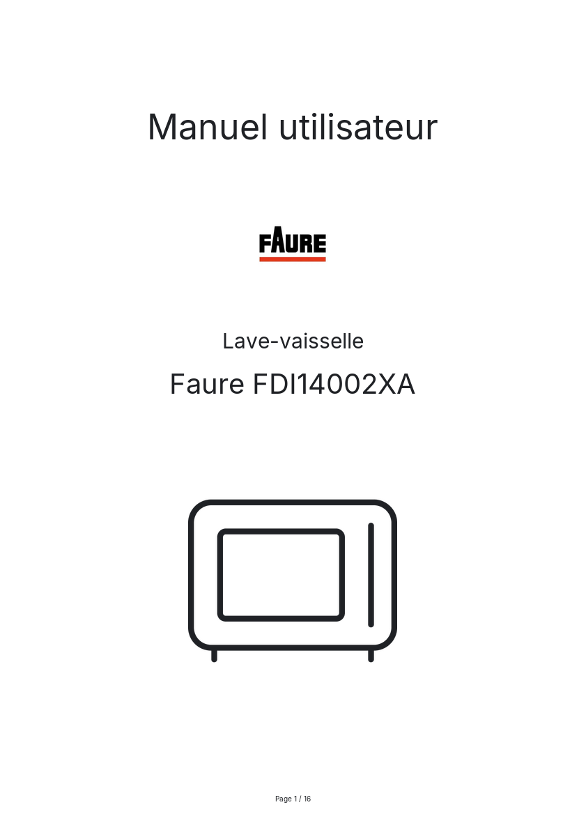 Image de la première page du manuel de l'appareil FDI14002XA