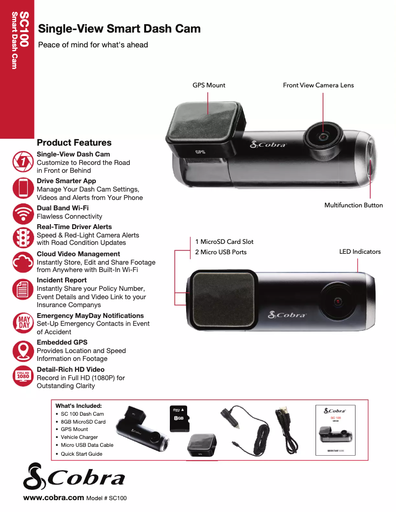 Page 1 de la notice Fiche technique Cobra SC100