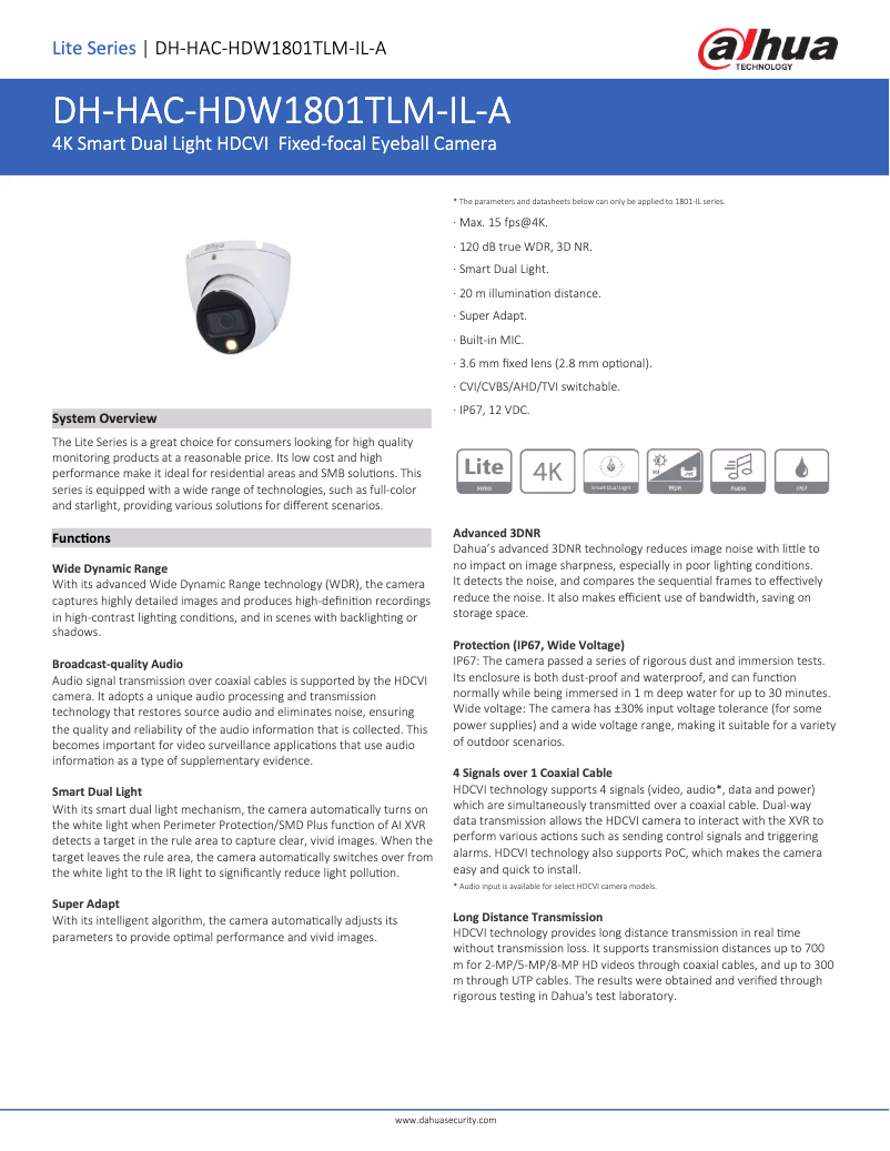 Image de la première page du manuel de l'appareil HAC-HDW1801TLM-IL-A