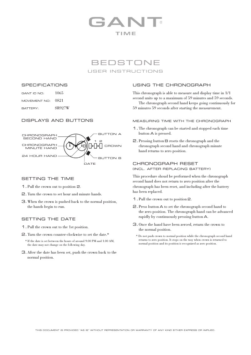 Page n°1 - Manuel utilisateur Gant Bestone 1065