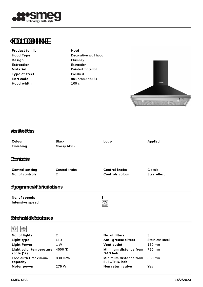 Página 1 del manual Folleto Smeg KD100HNE