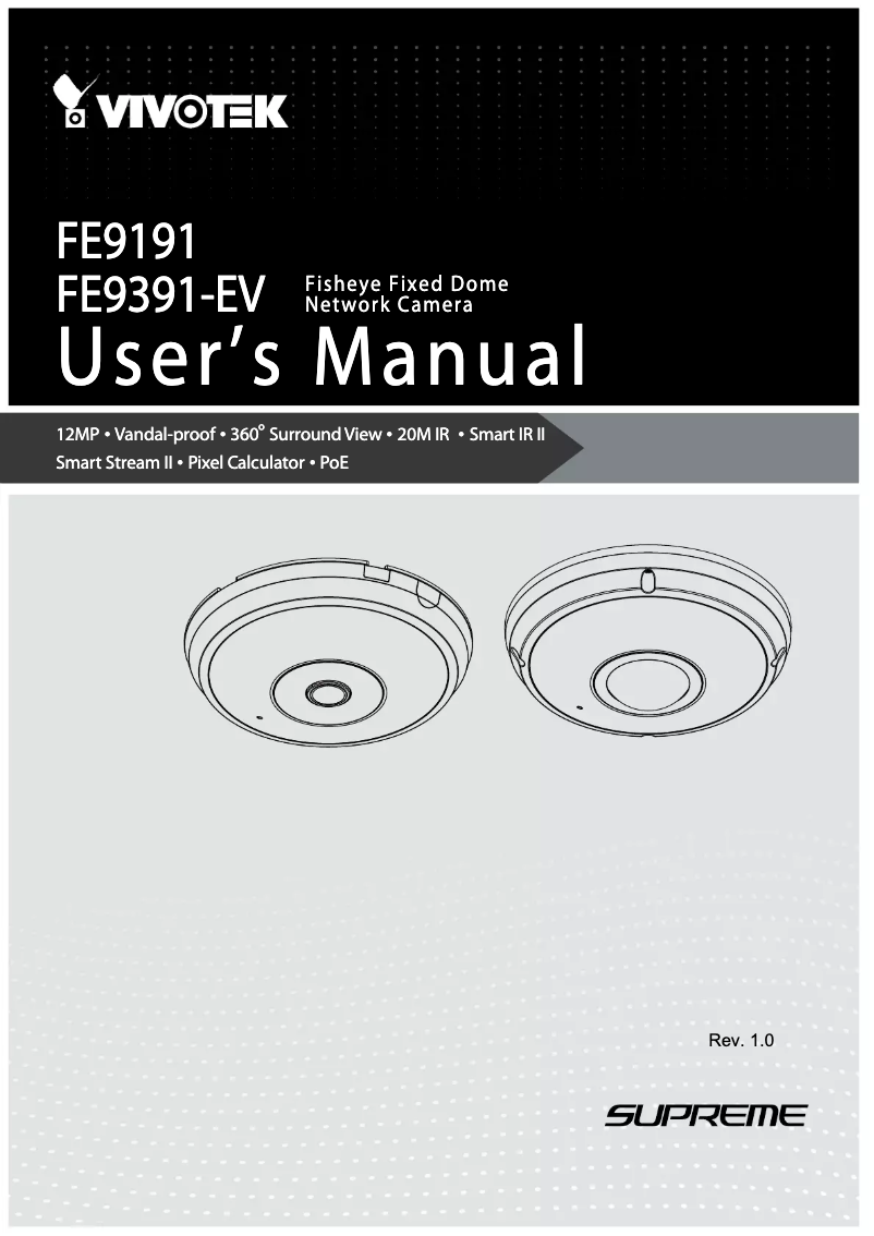 Page 1 de la notice Manuel utilisateur Vivotek Fisheye Fixed Dome FE9191