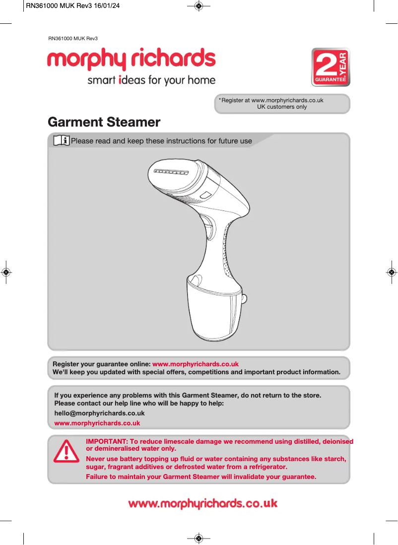 Página 1 del manual Manual de usuario Morphy Richards Express Steam 361000