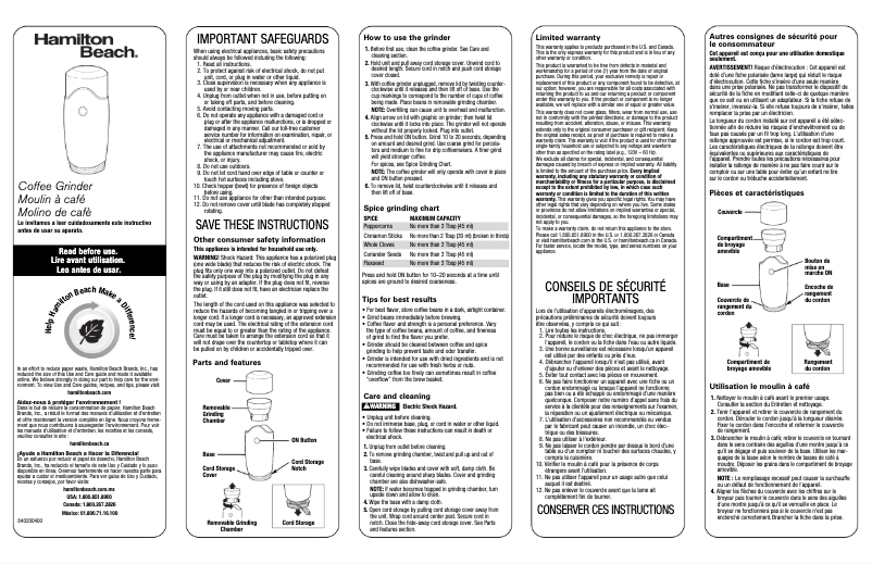 Image de la première page du manuel de l'appareil 80350