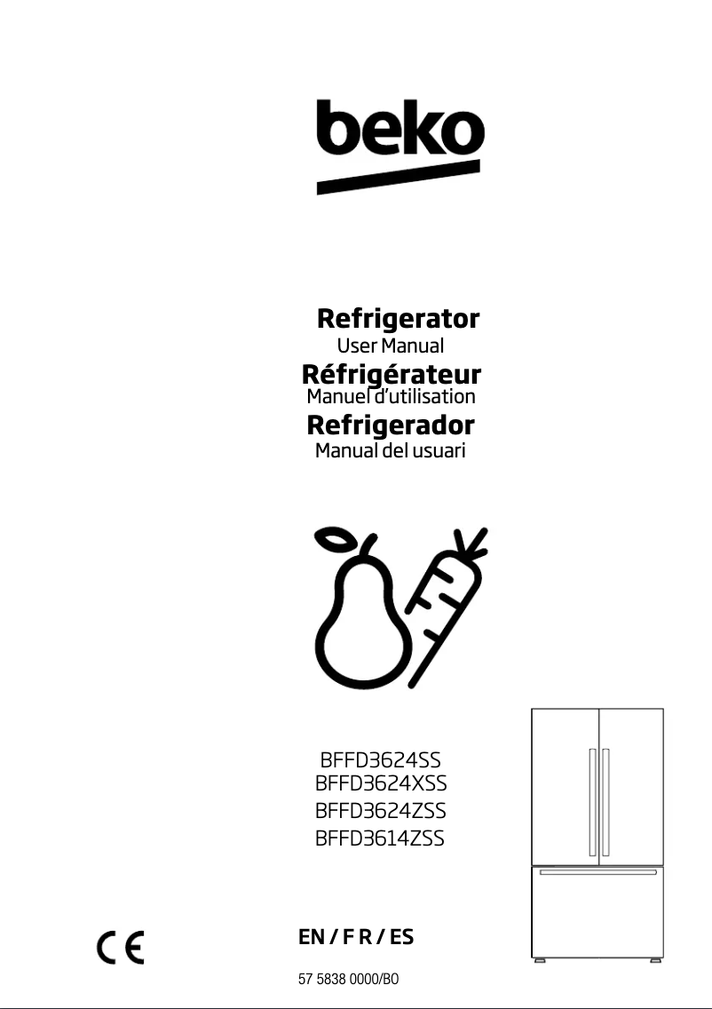 Page 1 de la notice Manuel utilisateur Beko BFFD3614ZSS