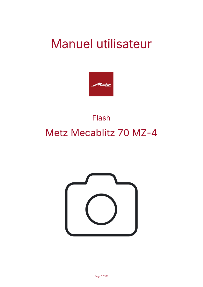 Page 1 de la notice Manuel utilisateur Metz Mecablitz 70 MZ-4