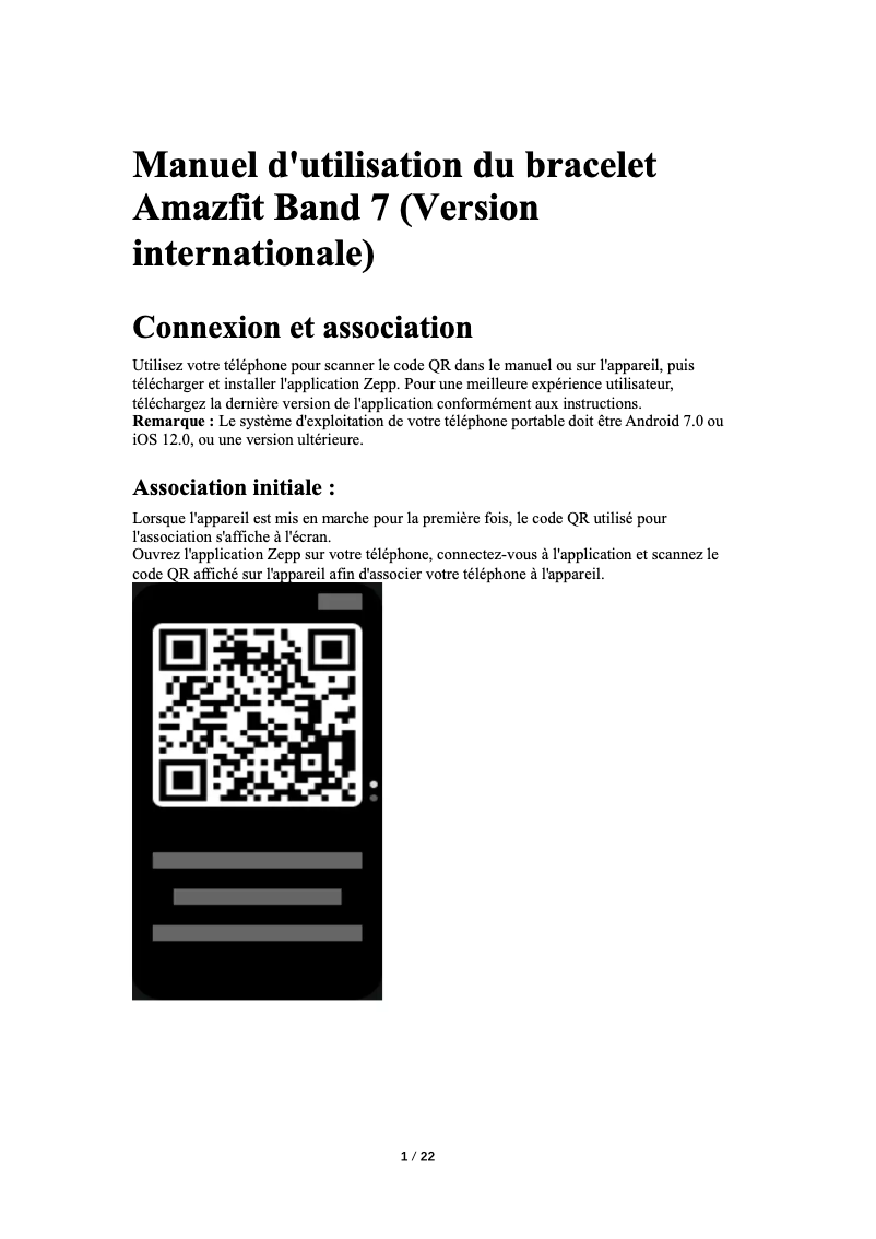 Página 1 del manual Manual de usuario Amazfit Band 7
