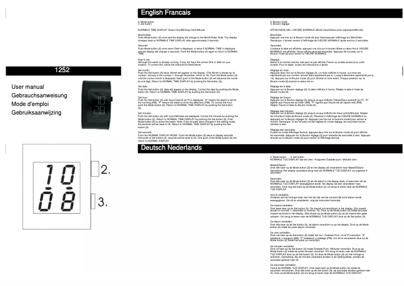 Page n°1 - Manuel utilisateur Davis 1252