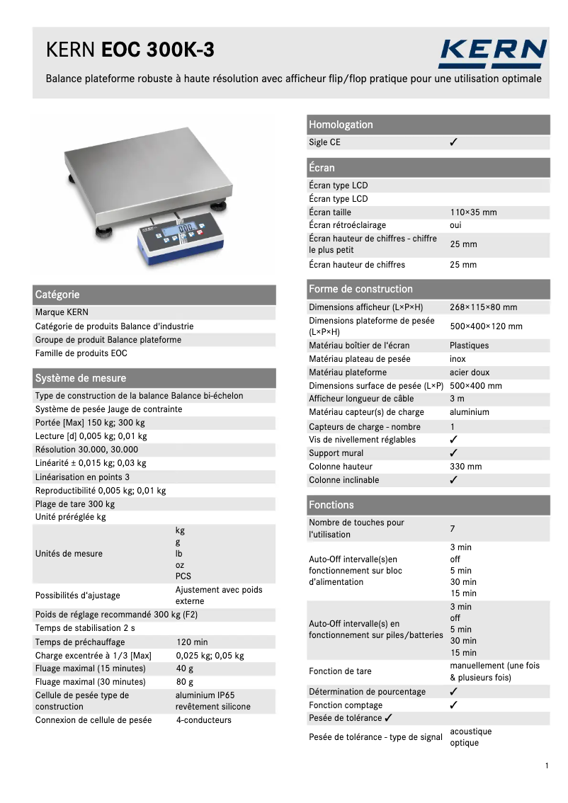 Image de la première page du manuel de l'appareil EOC 300K-3