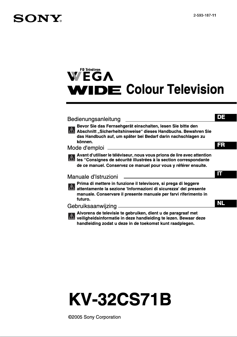 Image de la première page du manuel de l'appareil KV-32CS71
