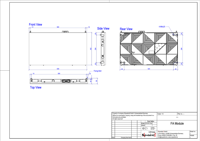 Page 1 de la notice Dessin technique NEC LED-FE038i2