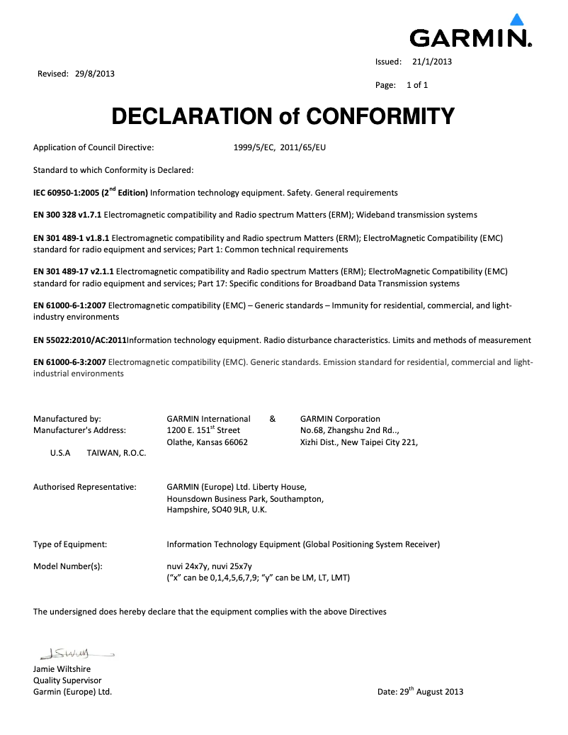 Page 1 de la notice Mode d'emploi Garmin Nüvi 2448LMT-D