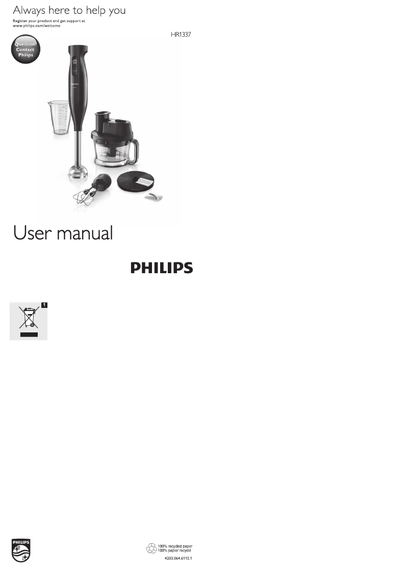 Page 1 de la notice Manuel utilisateur Philips Viva Collection HR1337