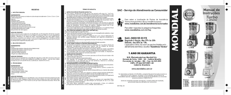 Page 1 de la notice Manuel utilisateur Mondial Turbo L-850R