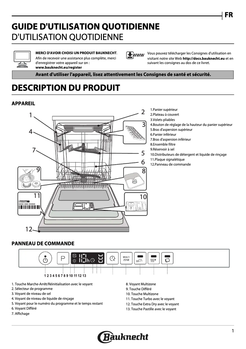 Page n°1 - Manuel utilisateur Bauknecht BKIO 3T321 LM X A