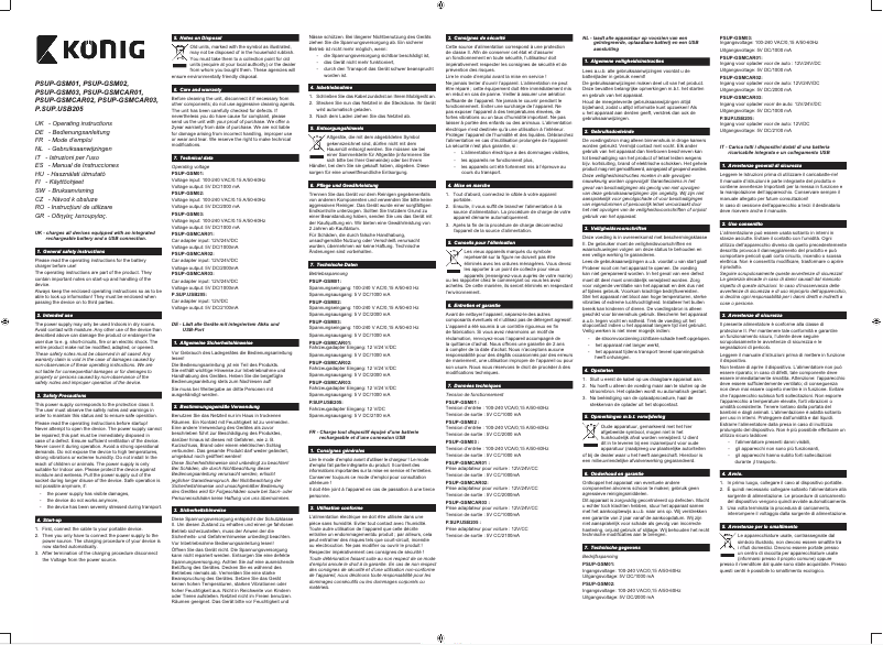 Page 1 de la notice Manuel utilisateur Konig PSUP-GSMCAR01