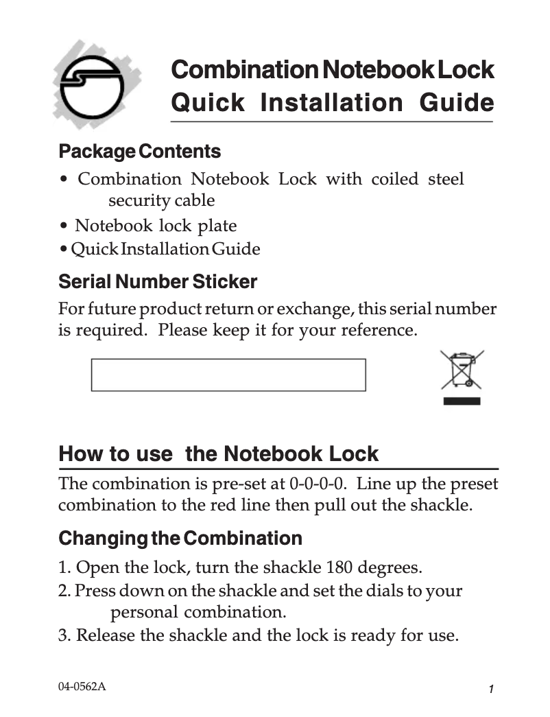 Page 1 de la notice Manuel utilisateur Siig AC-LK0012-S1