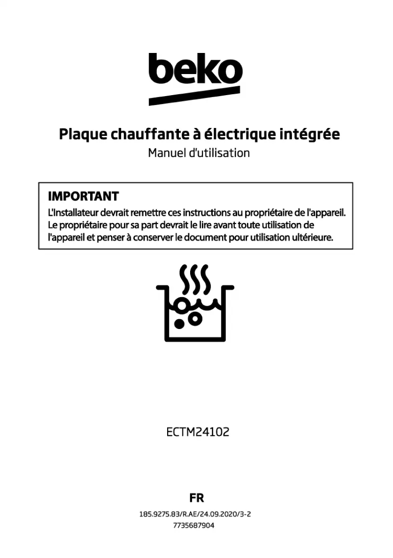 Page 1 de la notice Manuel utilisateur Beko ECTM24102