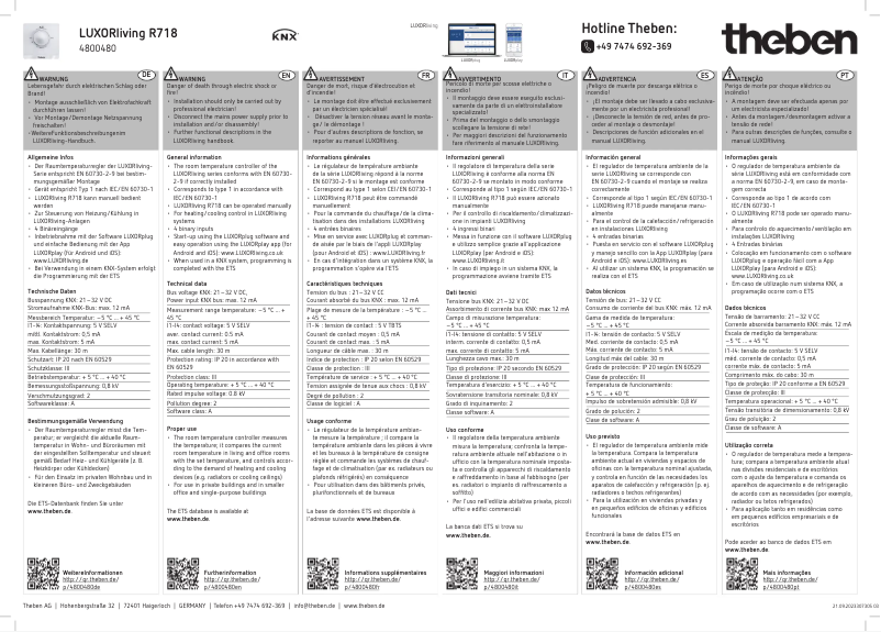 Page n°1 - Manuel utilisateur Theben LUXORliving R718