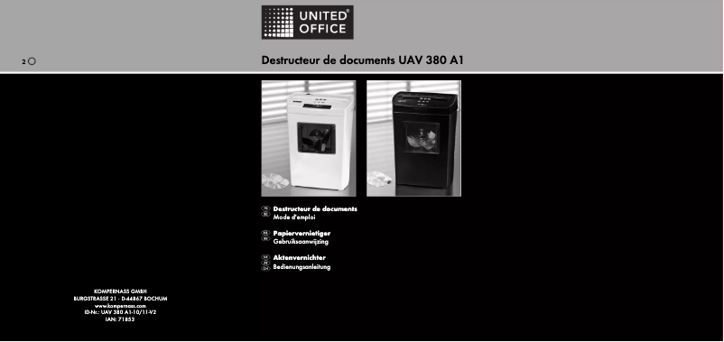 Page 1 de la notice Manuel utilisateur United Office UAV 380 A1