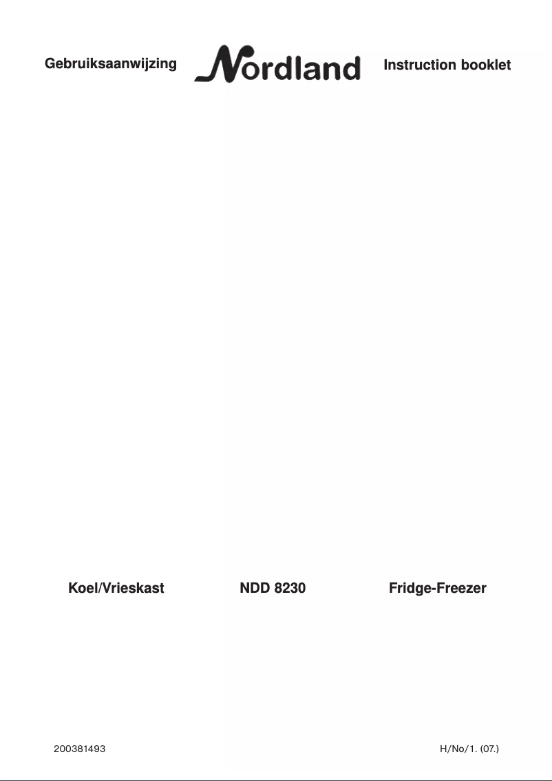 Page n°1 - Manuel utilisateur Nordland NDD 8230