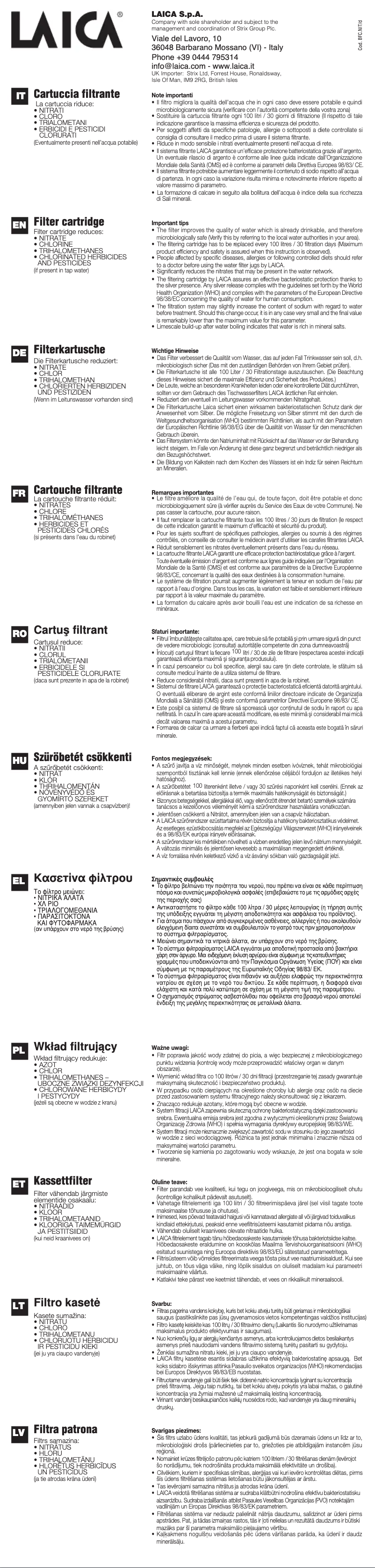 Page 1 de la notice Manuel utilisateur Laica N3N