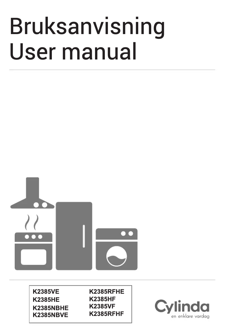 Page 1 de la notice Manuel utilisateur Cylinda K2385VE