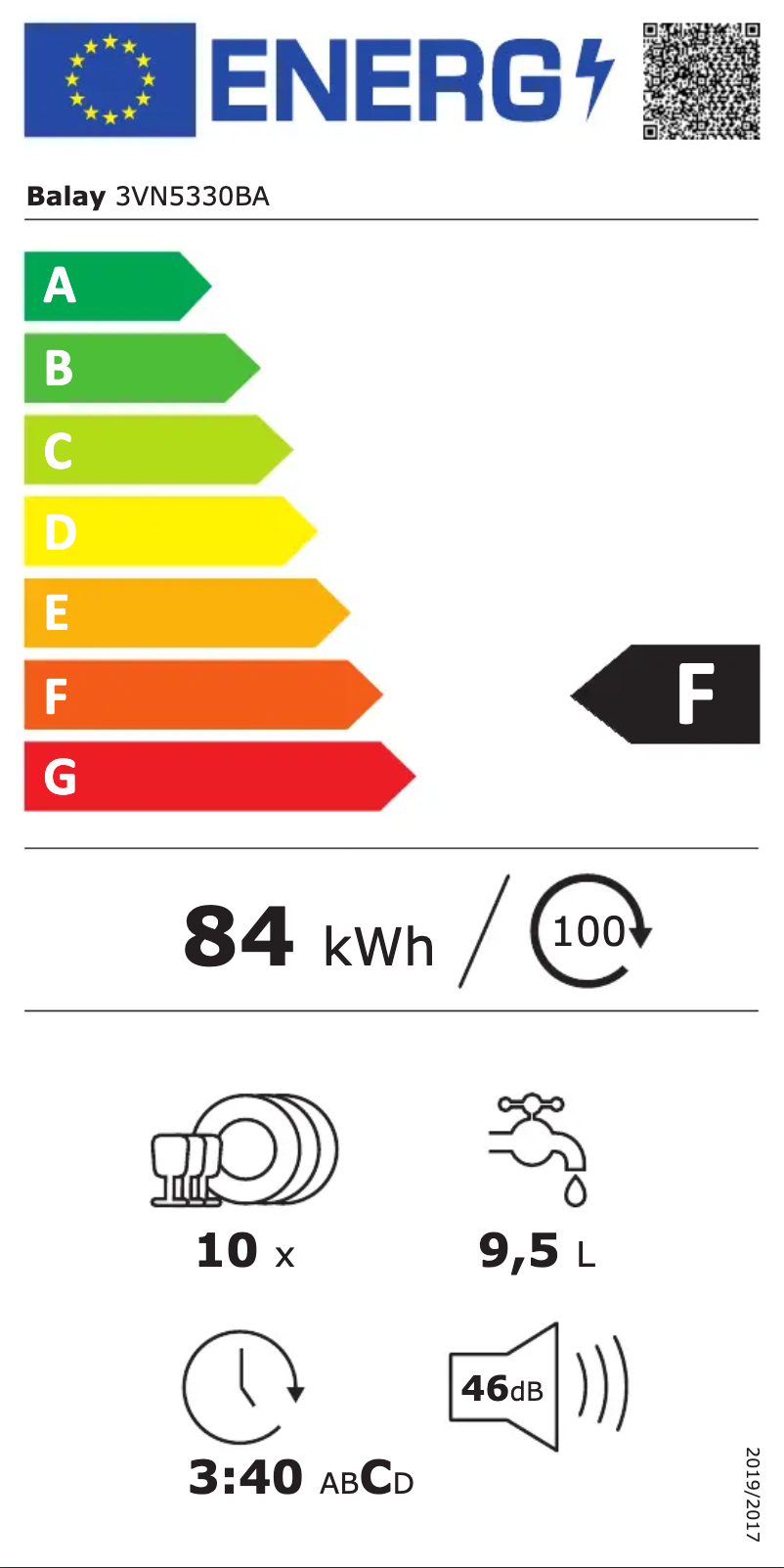 Page n°1 - Label énergétique Balay 3VN5330BA