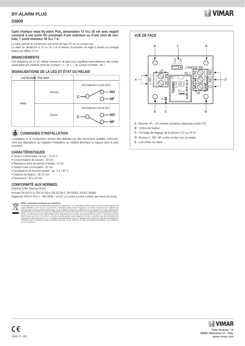 Page n°1 - Manuel utilisateur Vimar 03809