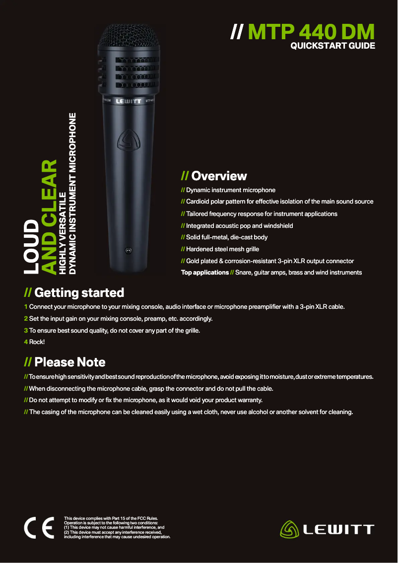 Page n°1 - Guide de démarrage rapide Lewitt MTP 440 DM