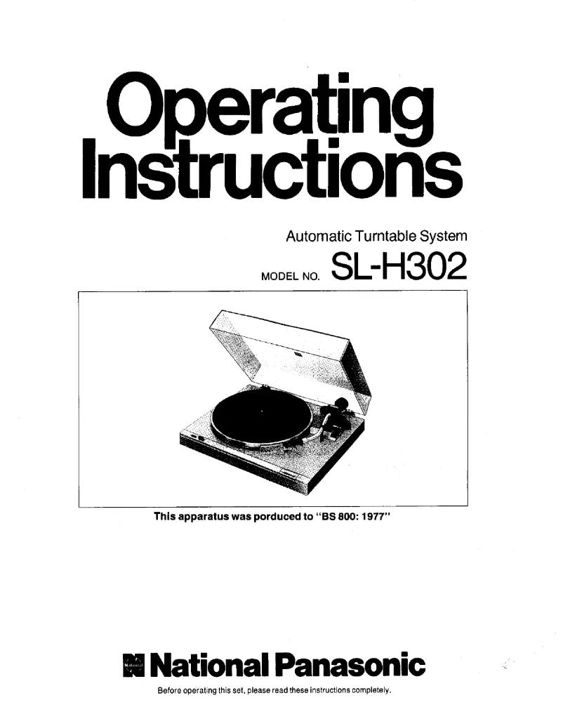 Page 1 de la notice Manuel utilisateur Panasonic SL-H302