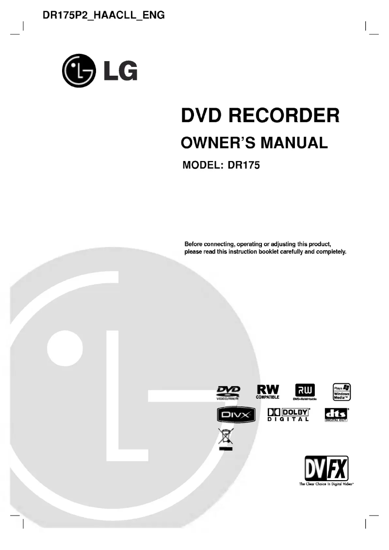 Image de la première page du manuel de l'appareil DR175P2