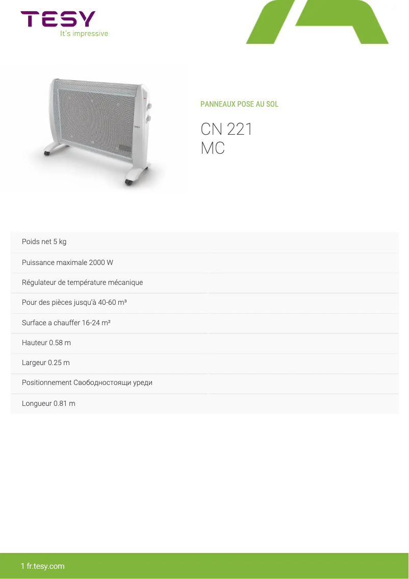 Image de la première page du manuel de l'appareil CN 221 MC