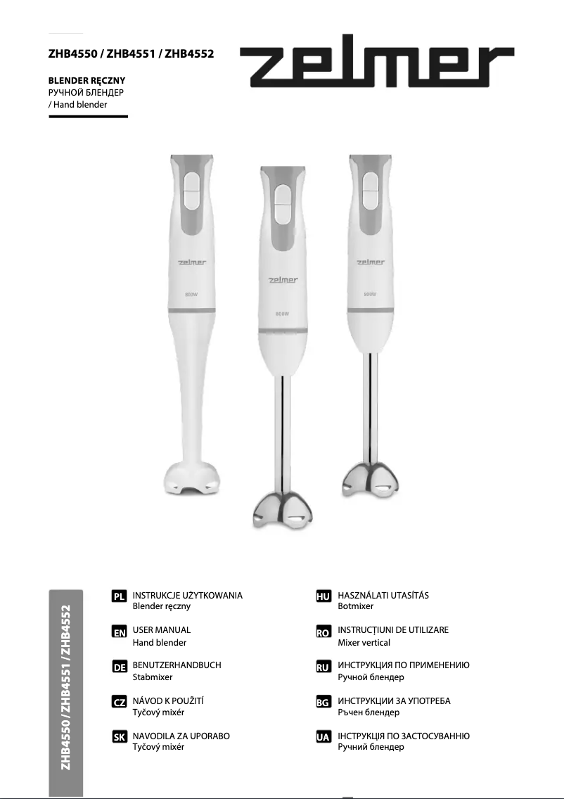 Page n°1 - Manuel utilisateur Zelmer ZHB4552S