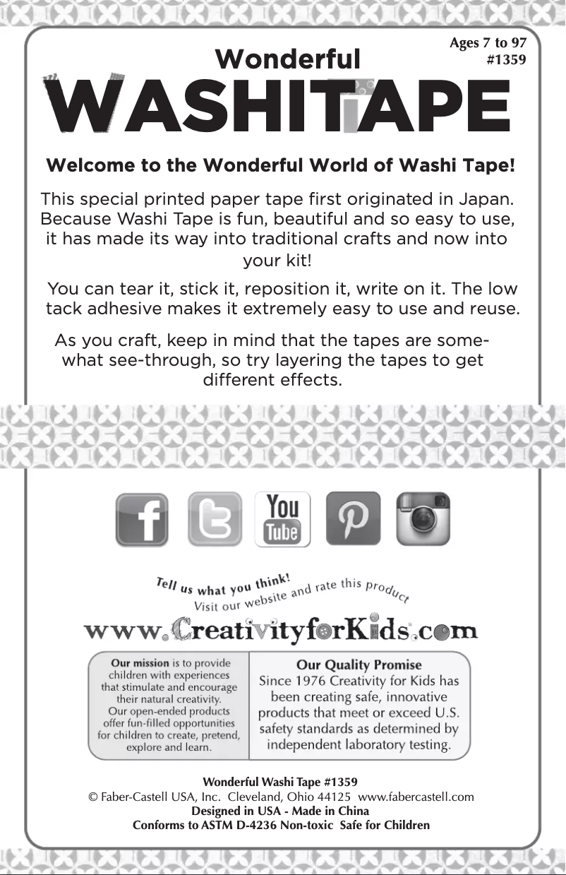 Page 1 de la notice Manuel utilisateur Faber-Castell Wonderful Washi Tape