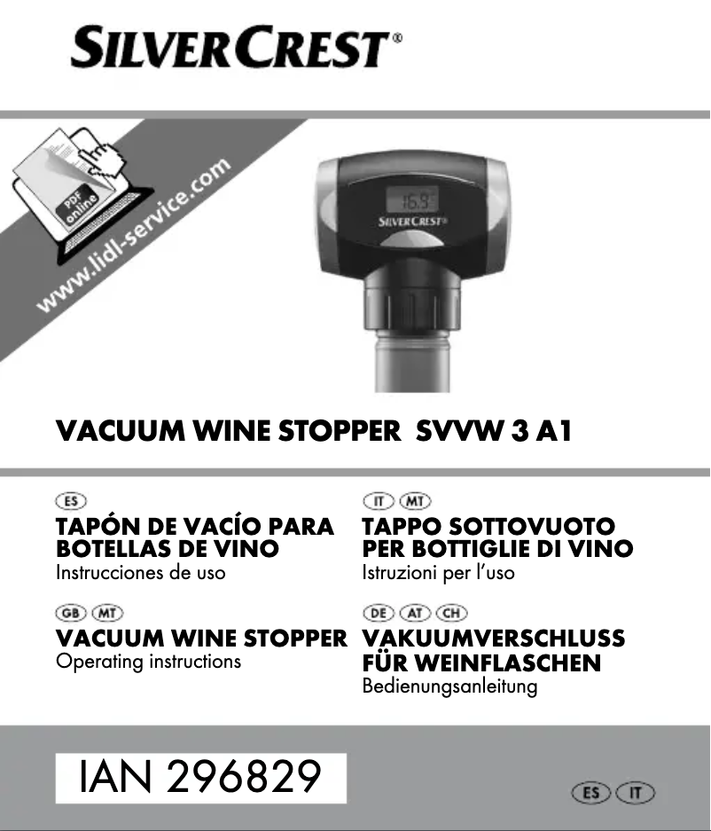 Page n°1 - Manuel utilisateur SilverCrest SVVW 3 A1