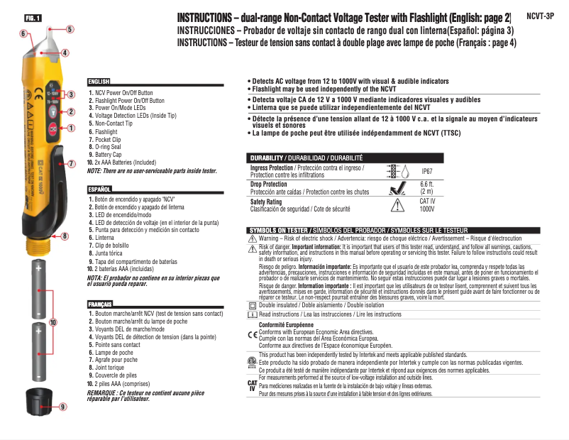 Image de la première page du manuel de l'appareil NCVT-3P