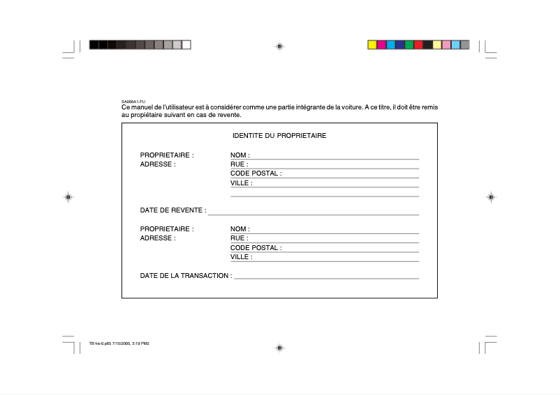 Image de la première page du manuel de l'appareil Getz (2005)