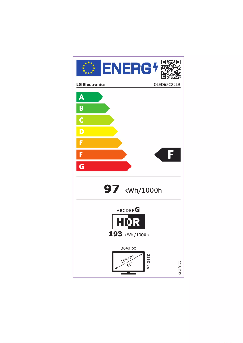 Página 1 del manual Etiqueta energética LG OLED65C22LB