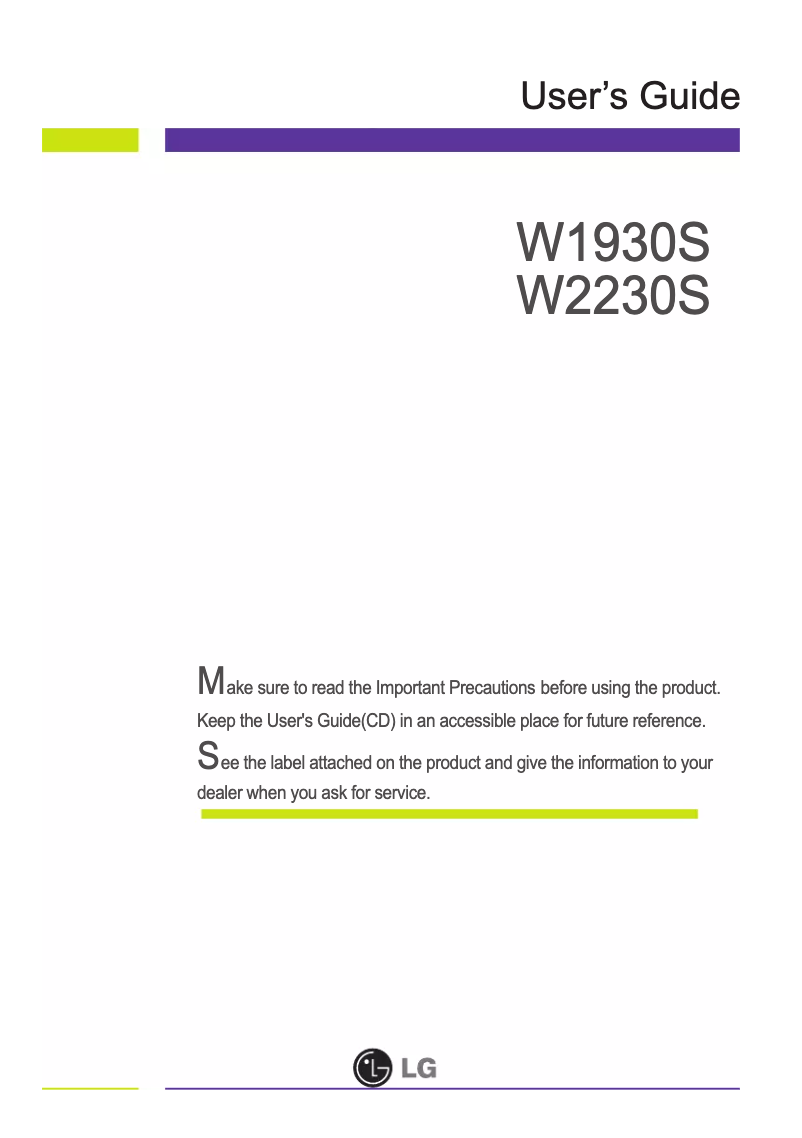 Página 1 del manual Manual de usuario LG W1930S